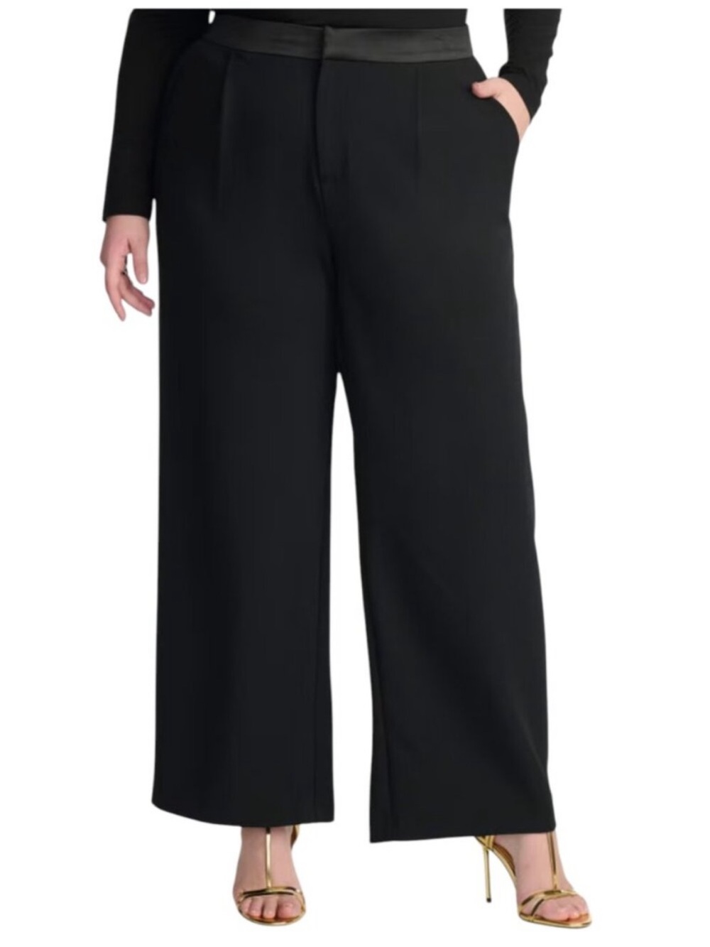 ELOQUII x Kate Spade Black Wide Leg Tailored Trousers Pants 18